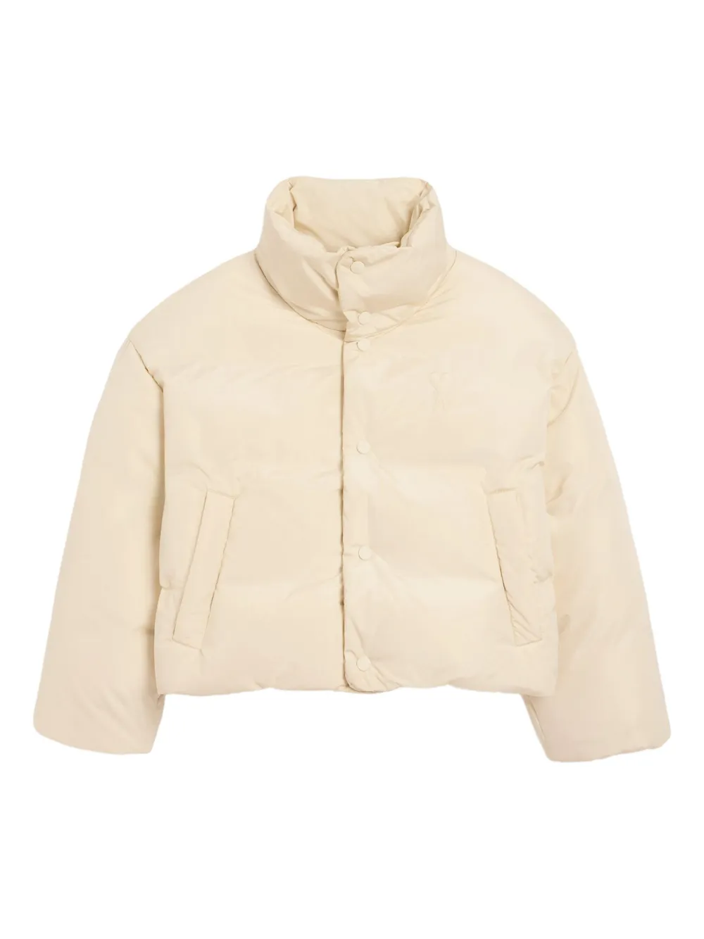 AMI Paris Donsjack met geborduurd logo Beige