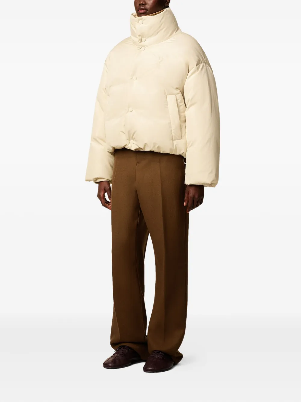AMI Paris Donsjack met geborduurd logo Beige