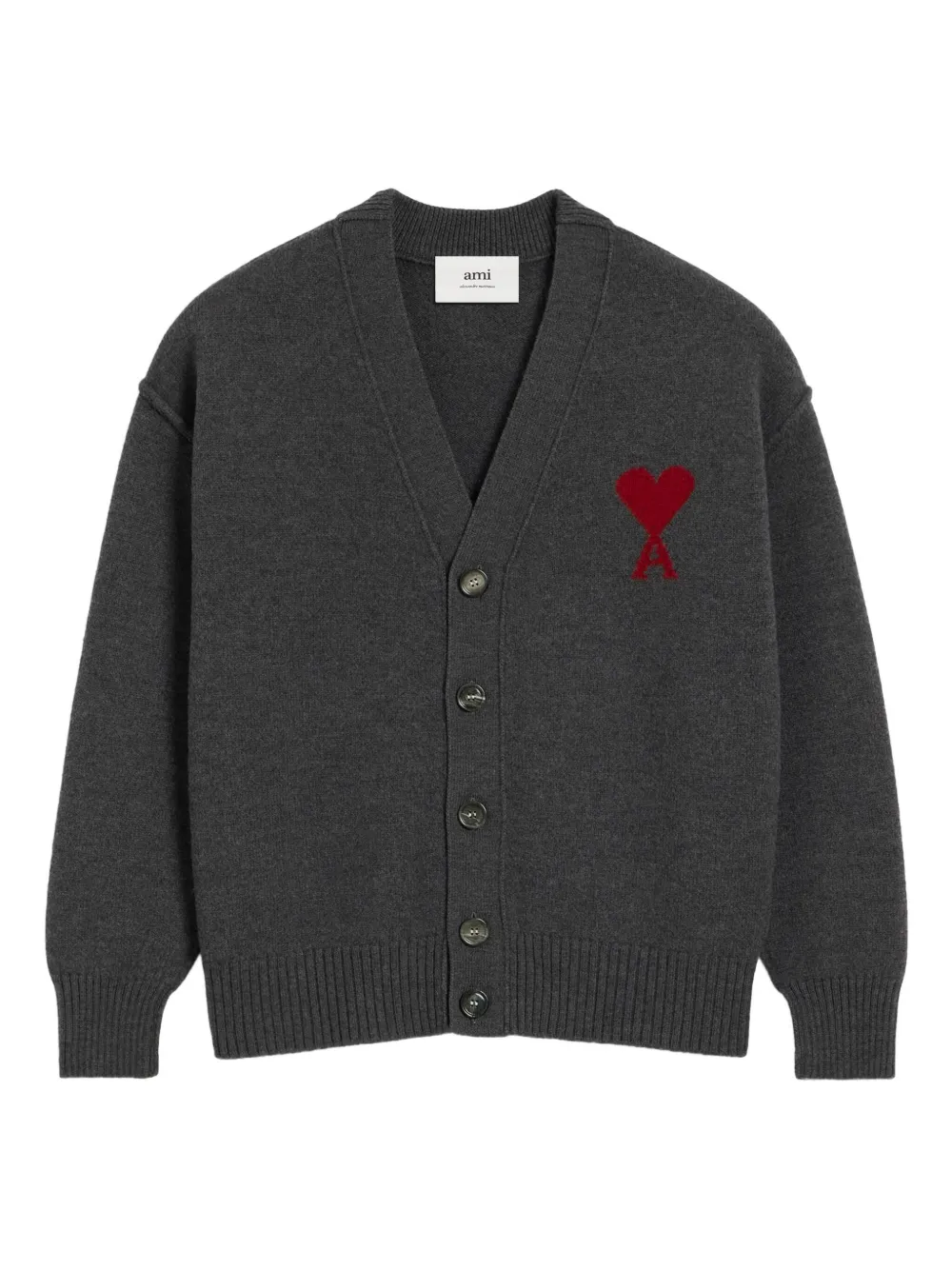 AMI Paris Wollen vest met intarsia hart Grijs