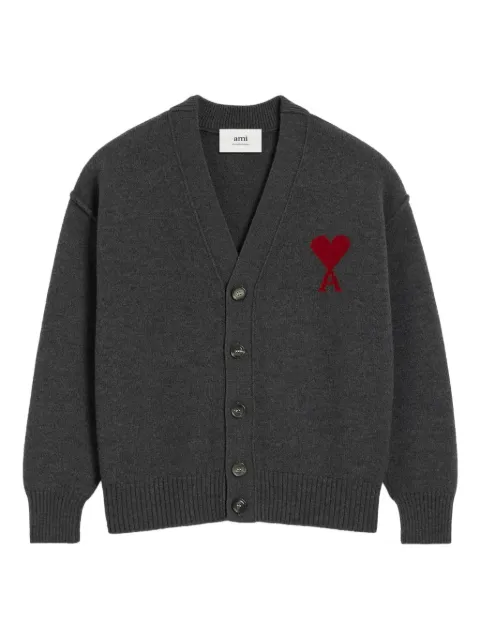 AMI Paris heart-intarsia wool cardigan