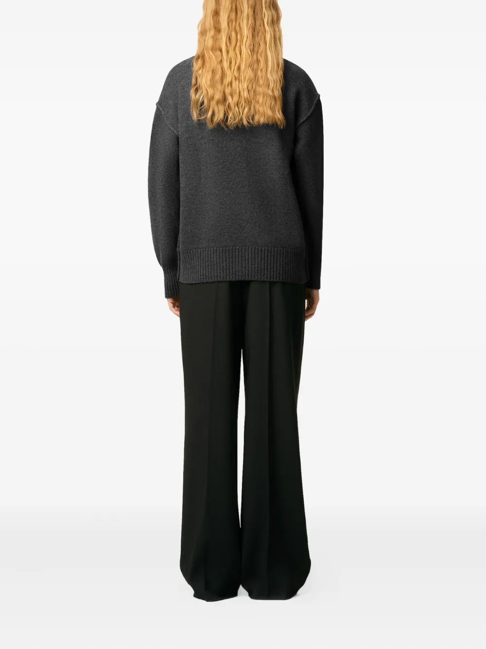 AMI Paris Wollen vest met intarsia hart Grijs