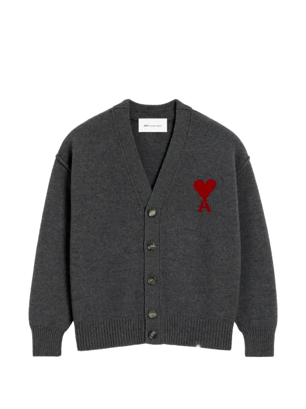 トップス Ami Pairs Ami de Coeur V-Neck Cardigan AMI Paris Ami De Coeur V-neck Cardigan | Grey | FARFETCH AU