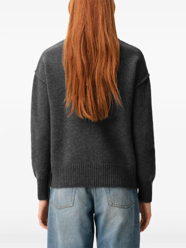 AMI Paris Ami De Coeur V-neck Cardigan | Grey | FARFETCH