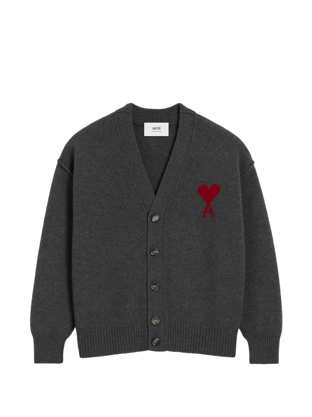 AMI Paris Cardigan con intarsio - Grigio