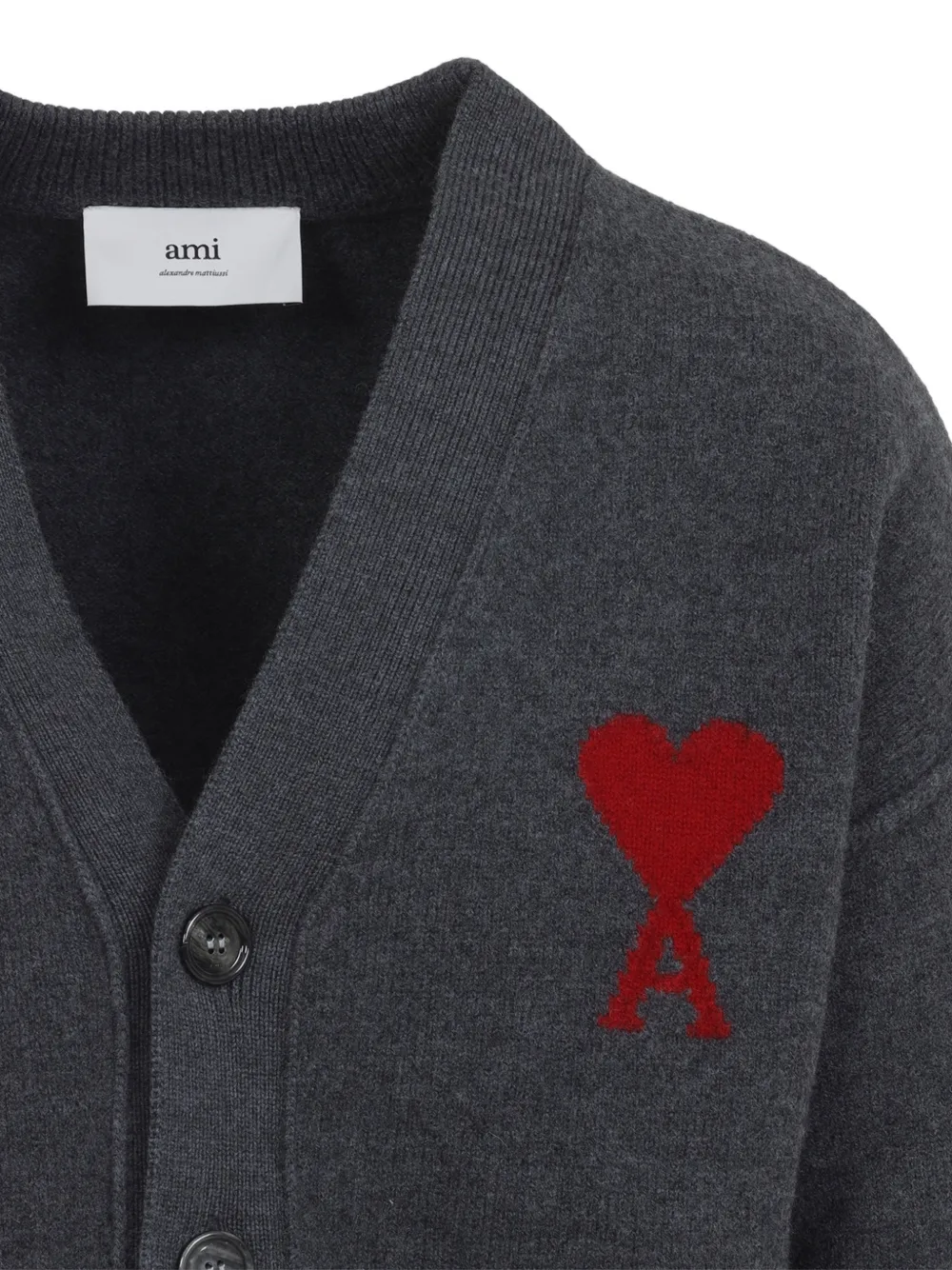 AMI Paris Wollen vest met Ami de Coeur Grijs