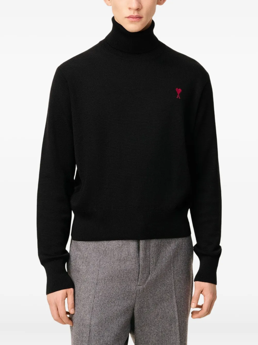 AMI Paris Ami-De-Coeur roll-neck sweater Zwart
