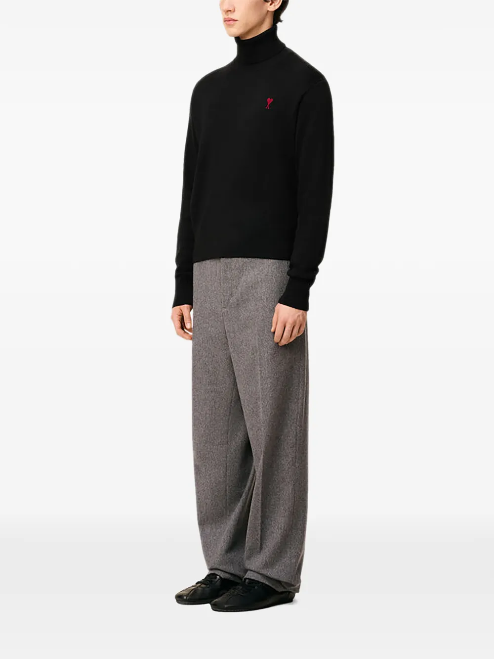  Ami Paris Ami De Coeur Turtleneck Black Sweater 