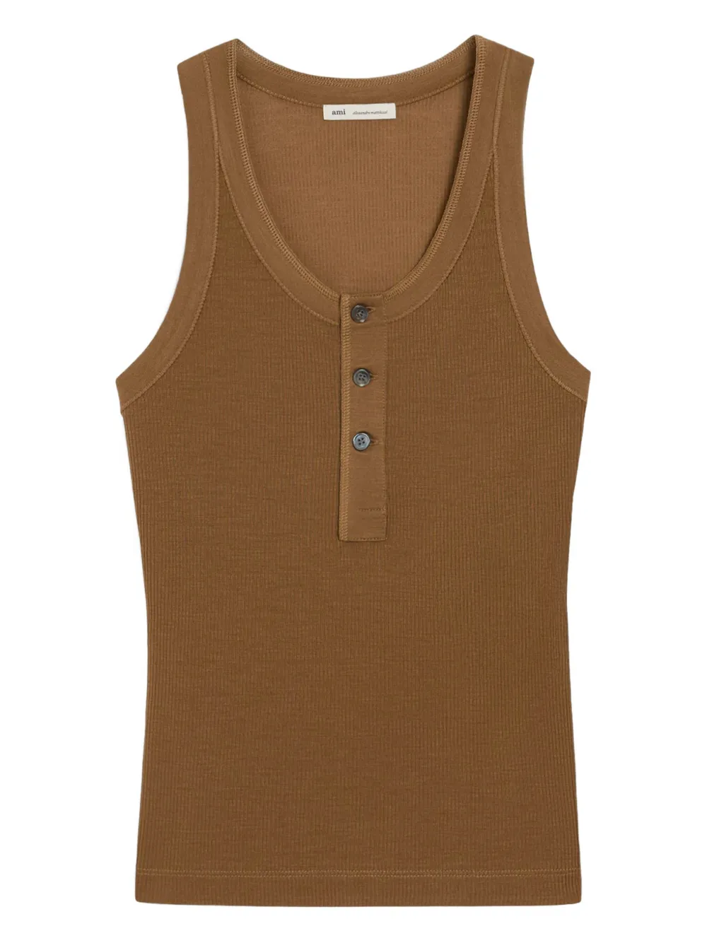 AMI Paris Geribbelde tanktop Bruin