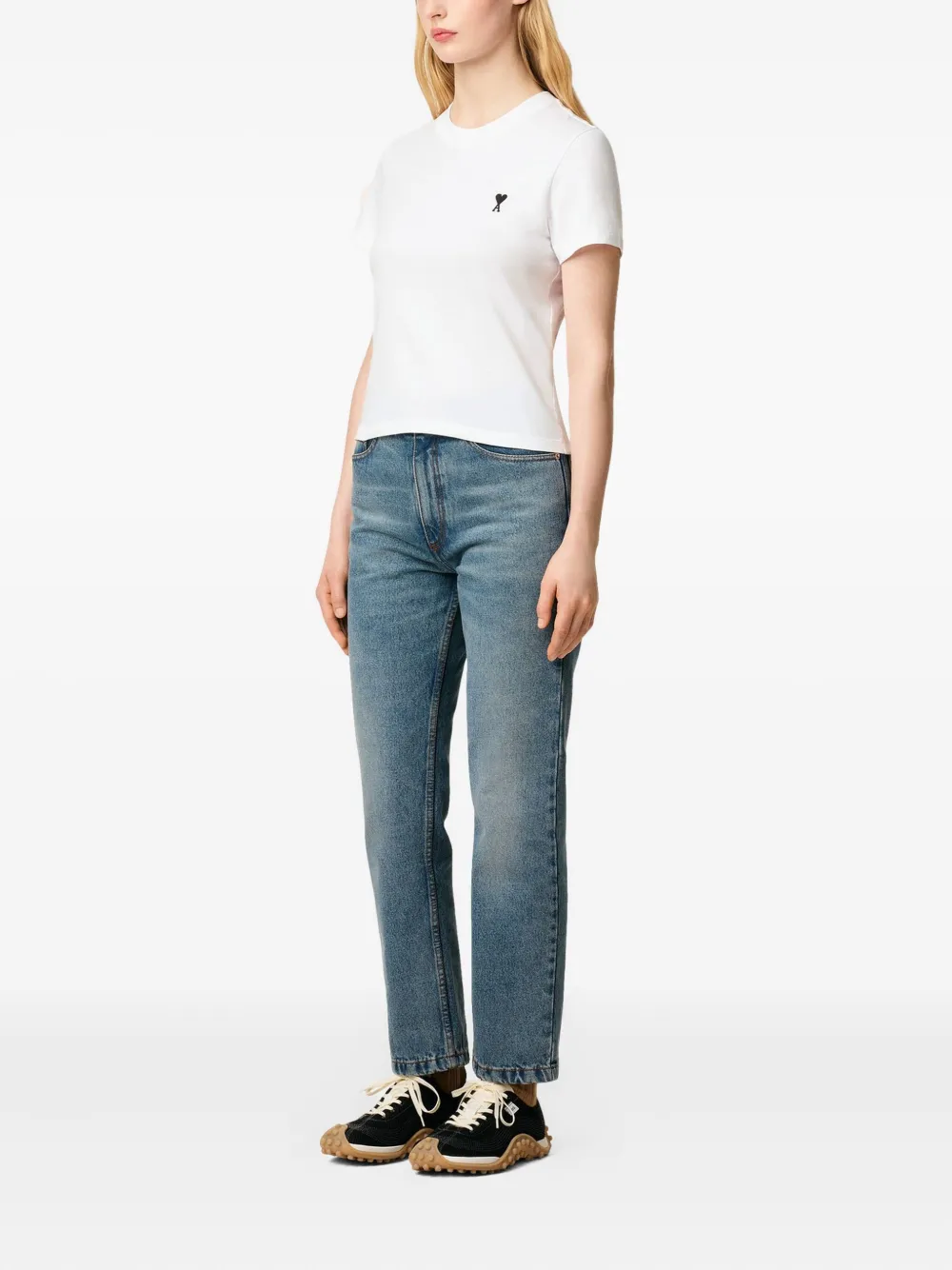 AMI Paris T-shirt met geborduurd hart Wit