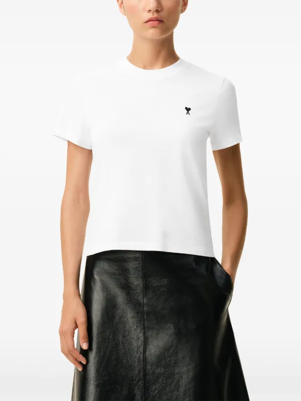 AMI Paris Logo Crew Neck T-shirt | White | FARFETCH RO