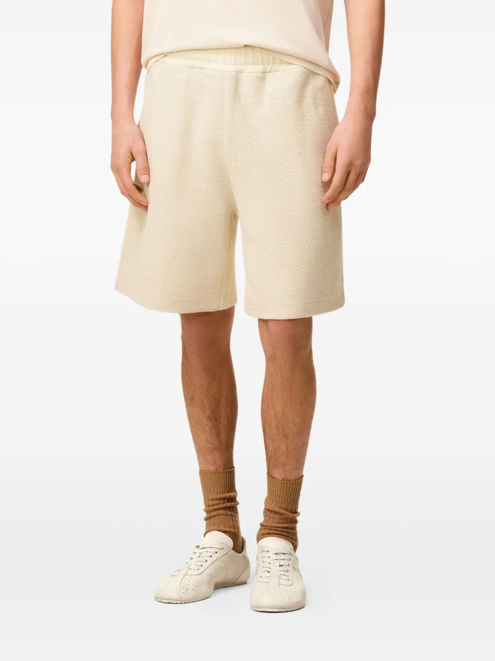 AMI Paris Katoenen fleece shorts Beige