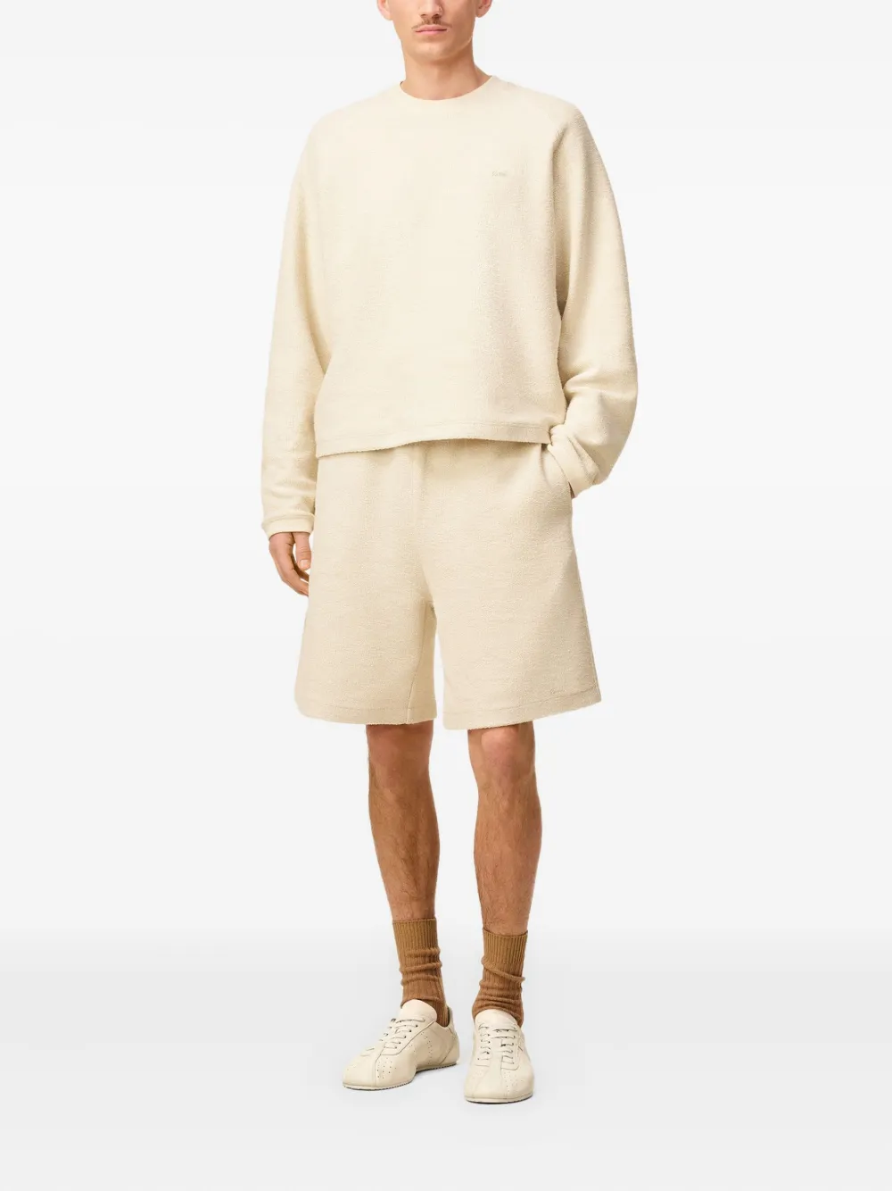 AMI Paris Katoenen fleece shorts Beige