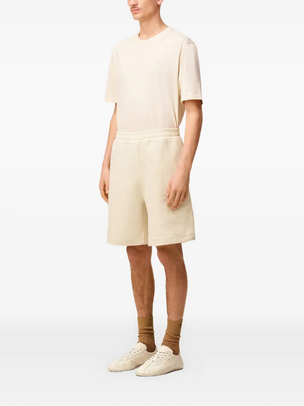 AMI Paris Katoenen fleece shorts Beige