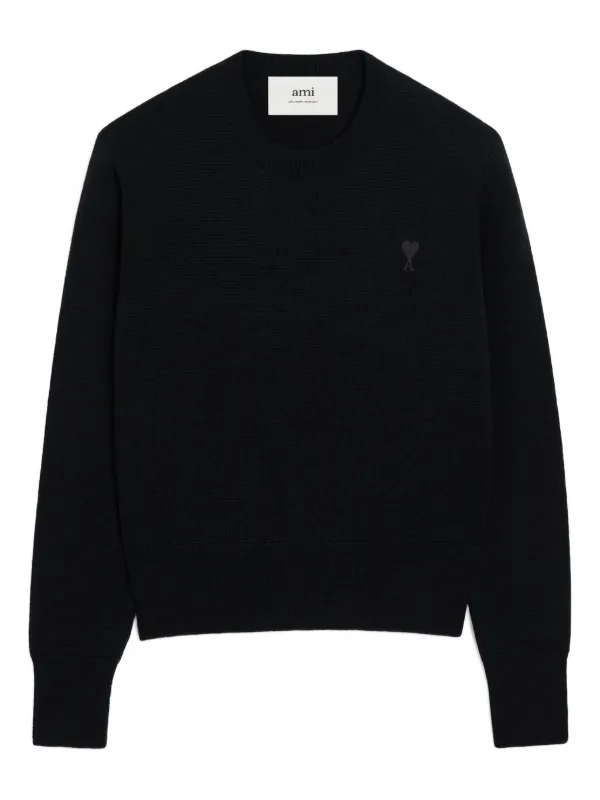 AMI Paris Ami De Coeur クルーネックセーター | ブラック | FARFETCH JP
