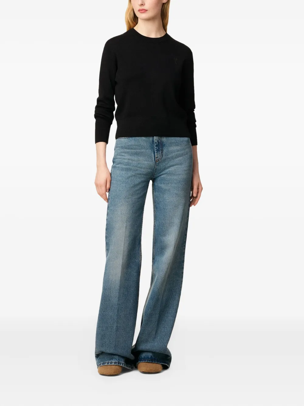 AMI Paris crewneck heart-embroidered sweater | Knitted Sweaters | Image 2