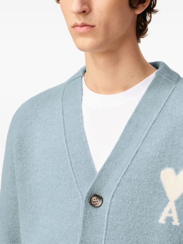 AMI Paris Ami De Coeur Cardigan | Blue | FARFETCH