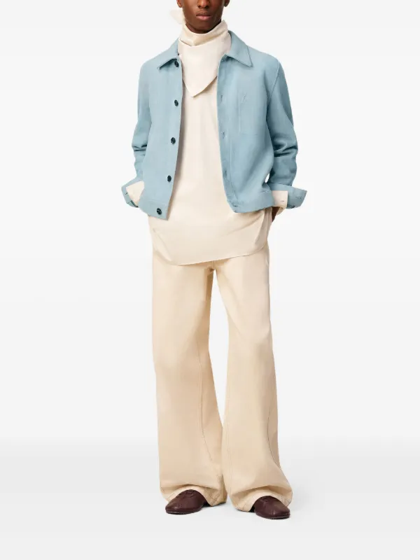 AMI Paris Suede button-up Jacket Blue FARFETCH MY