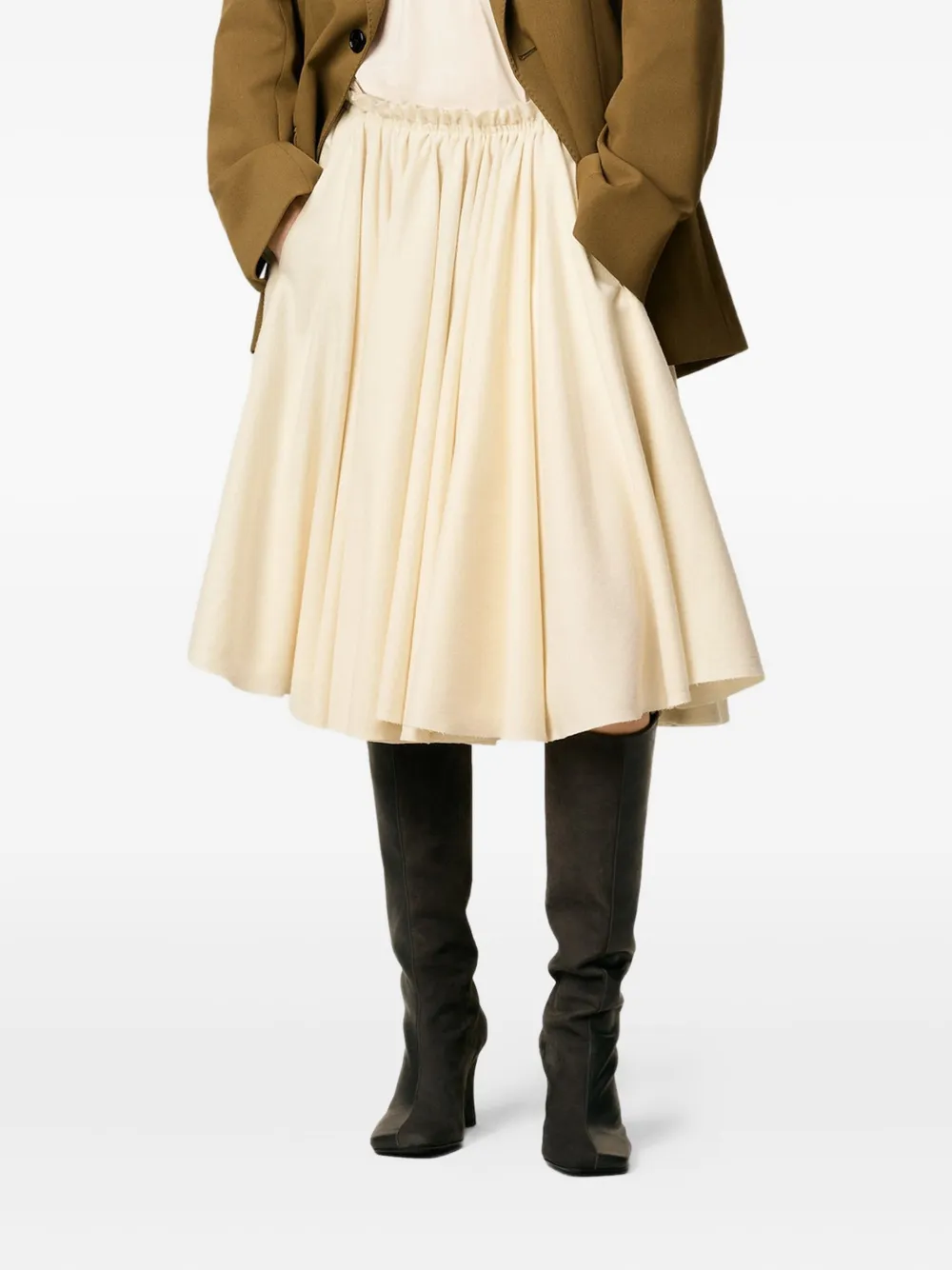 AMI Paris Midi-rok met elastische taille - Beige