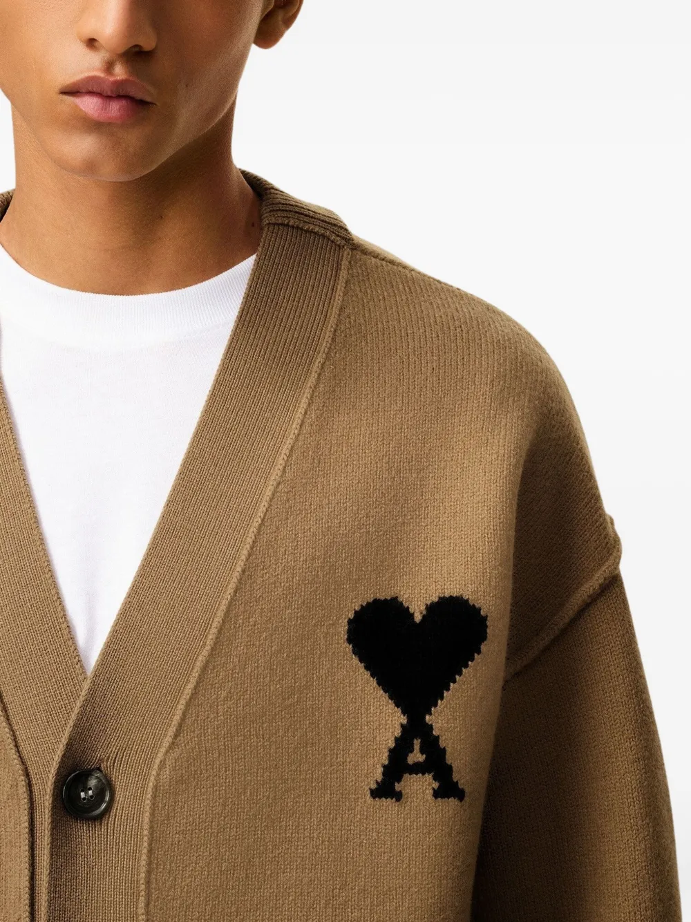 AMI Paris Vest met logo Bruin