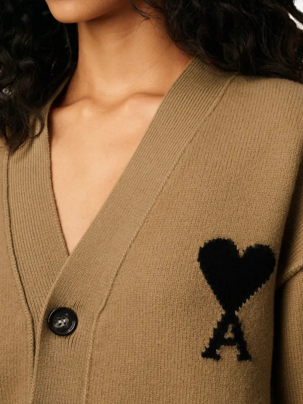 AMI Paris Ami De Coeur Cardigan | Brown | FARFETCH