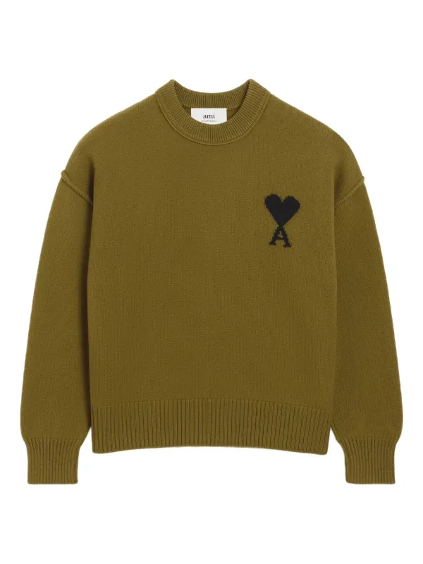 AMI Paris Ami De Coeur Sweater Green FARFETCH IN