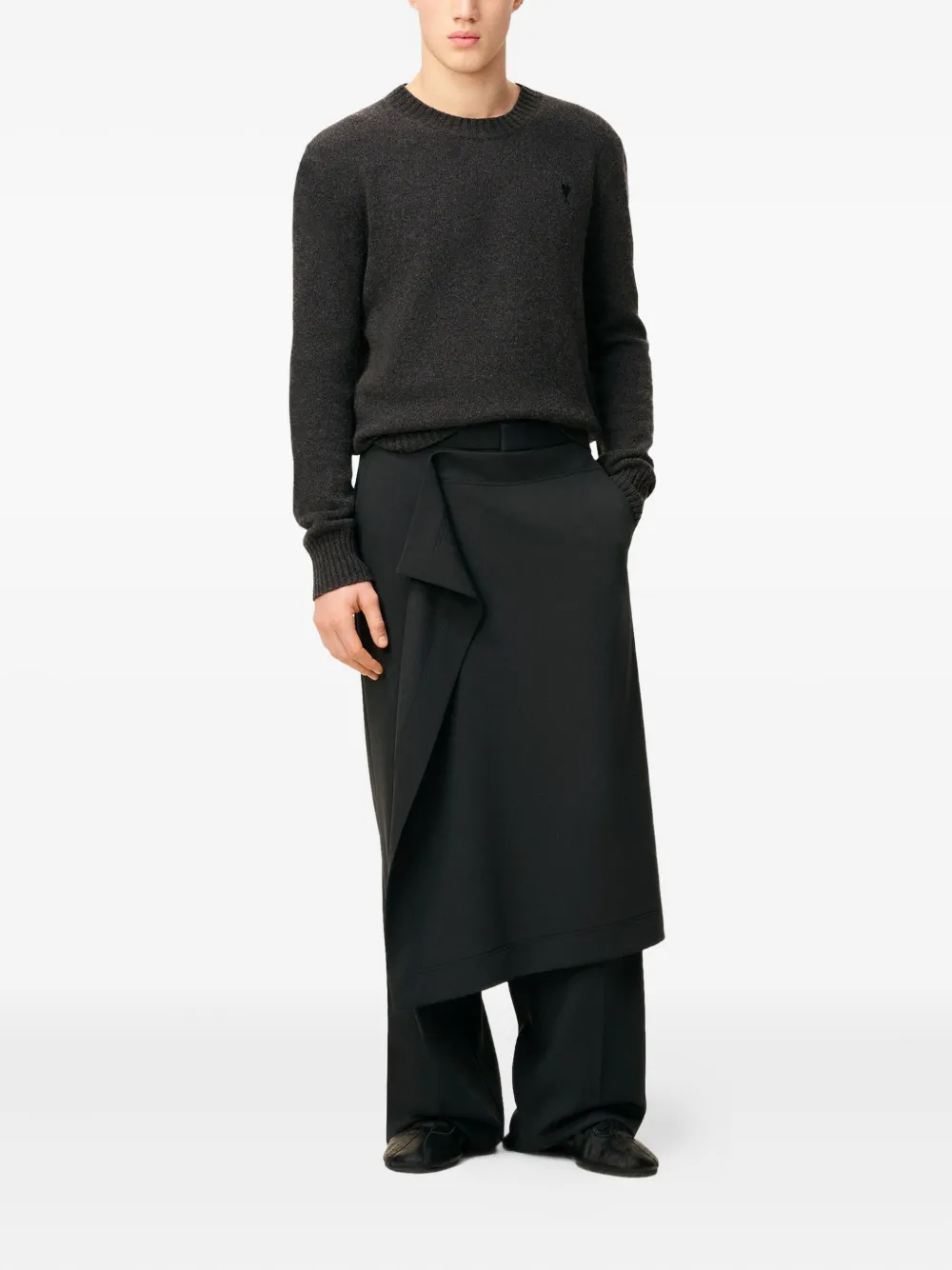 AMI Paris Wollen broek met vlak - Zwart