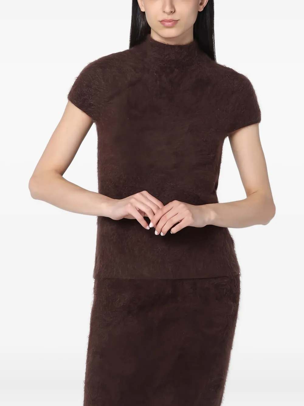 Soft Goat Mocha-coloured Brushed Cashmere Sweater In Brown