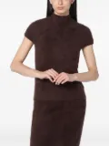 Soft Goat mock-neck short-sleeve top - Brown