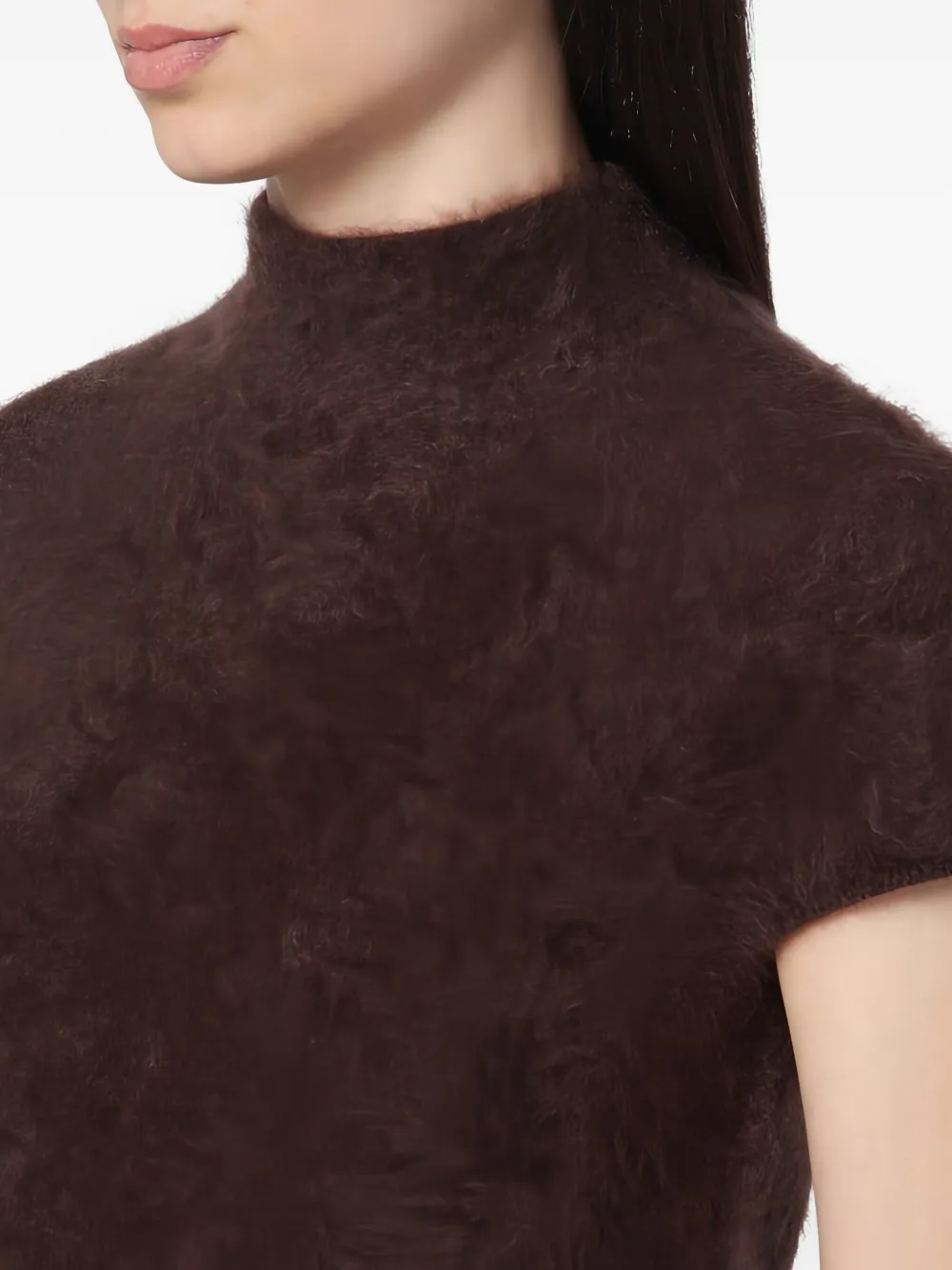 Soft Goat Mocha-coloured Brushed Cashmere Sweater In Brown