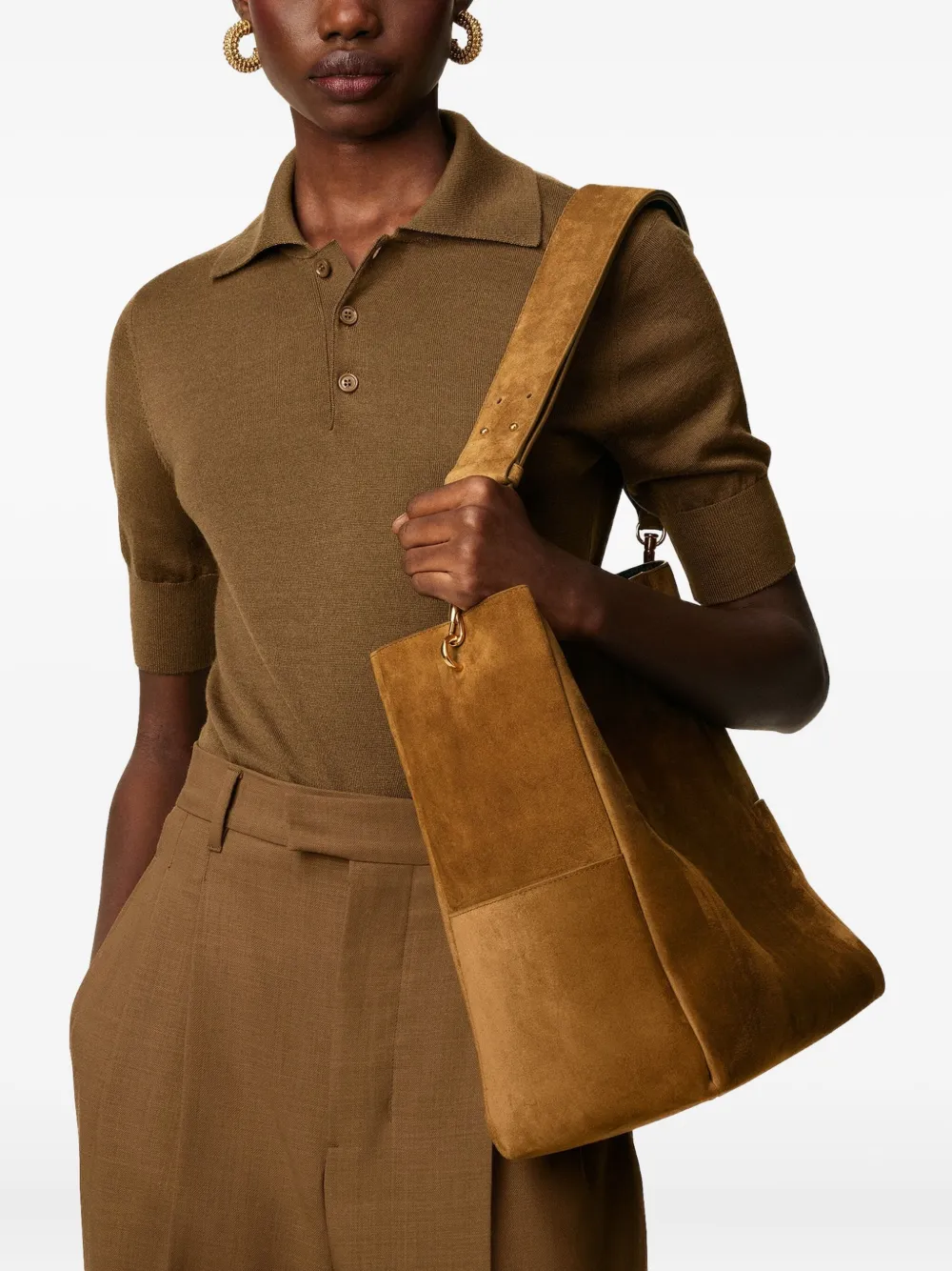 AMI Paris Carrousel leren bucket-tas Bruin