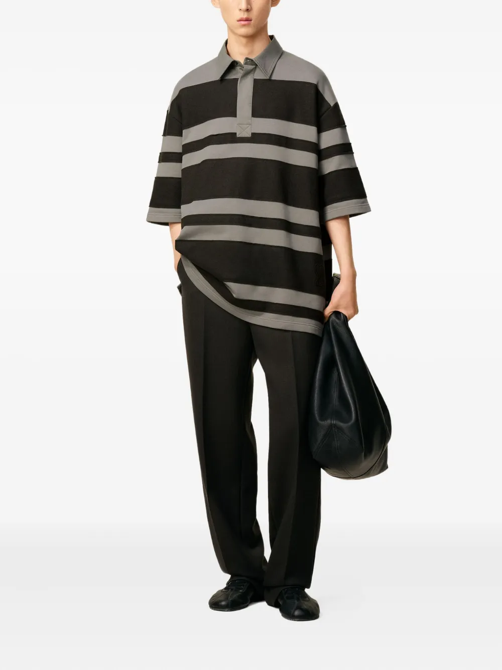 AMI Paris Ami De Coeur gestreept katoenen poloshirt Grijs