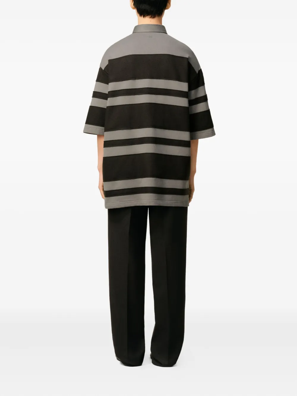 AMI Paris Ami De Coeur gestreept katoenen poloshirt Grijs