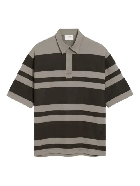AMI Paris Ami De Coeur striped cotton polo shirt