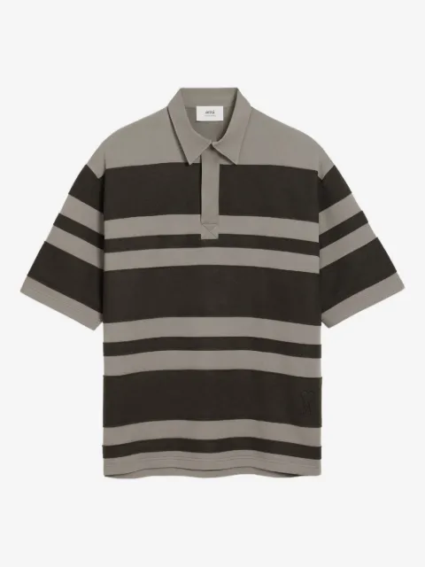 AMI Paris Ami De Coeur striped cotton polo shirt