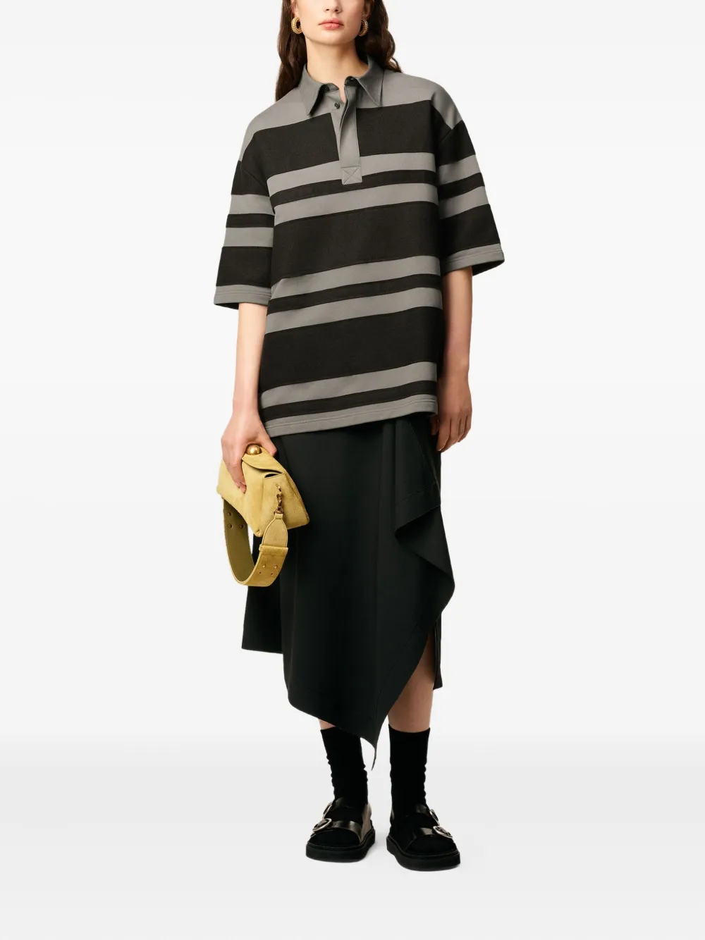 AMI Paris Ami De Coeur striped cotton polo shirt | Polo Tops | Image 2