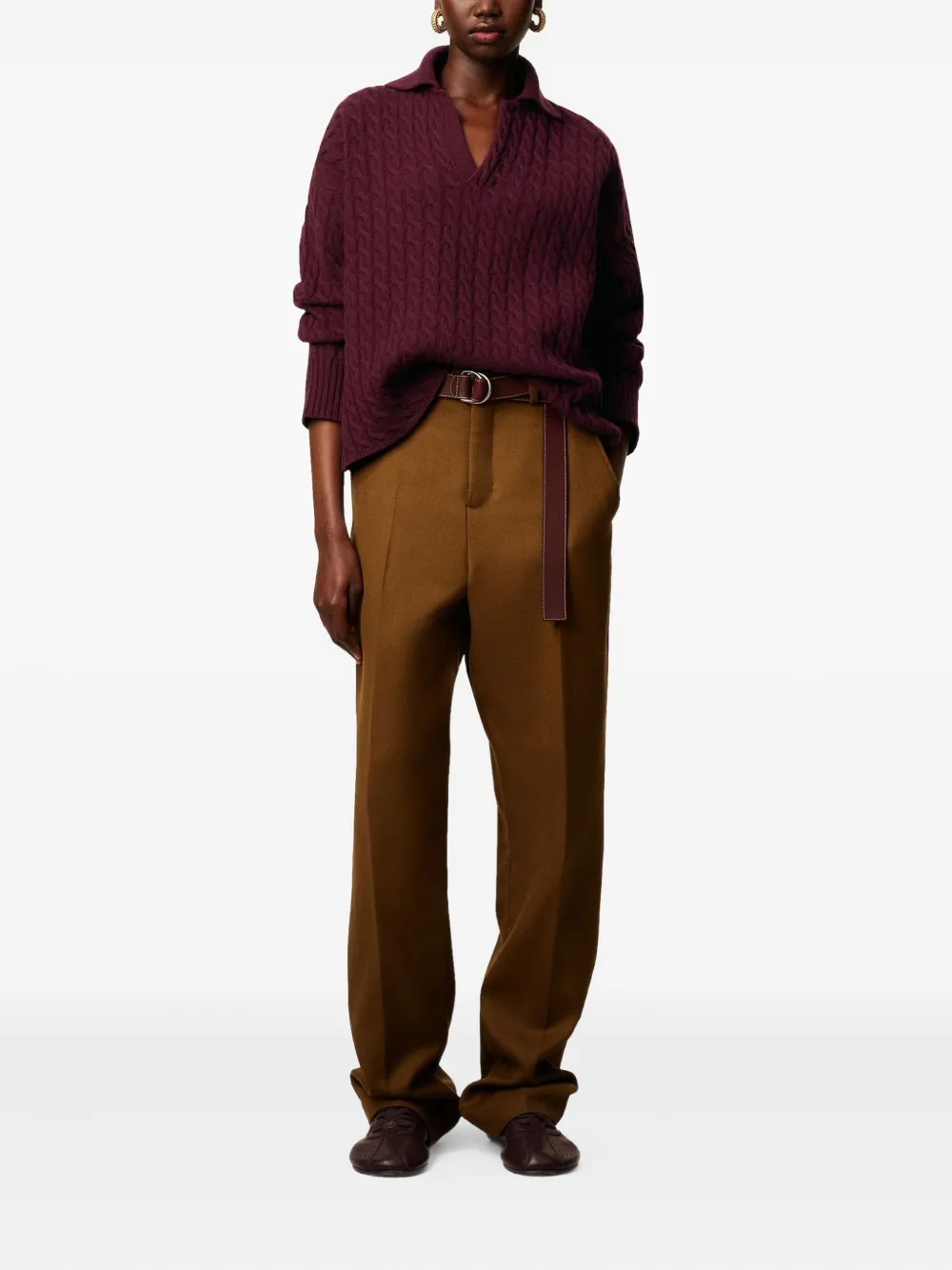 AMI Paris cable-knit wool polo shirt | Women | Image 2