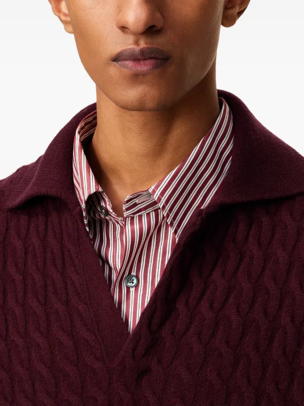 AMI Paris ケーブルニット ポロシャツ | レッド | FARFETCH JP