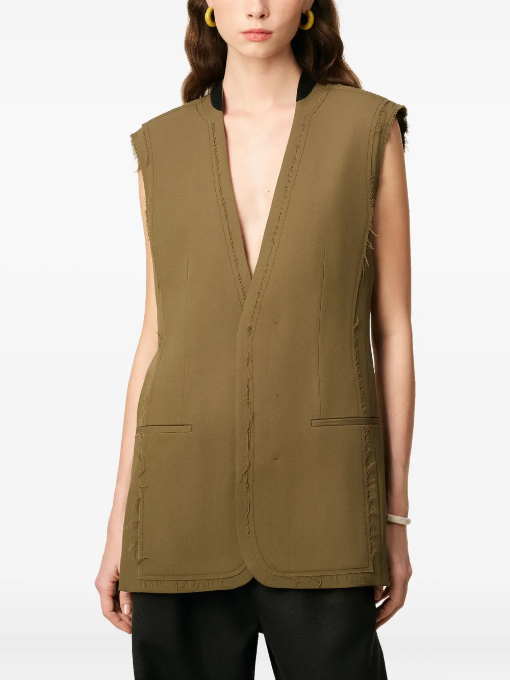 AMI Paris Wollen gilet Groen