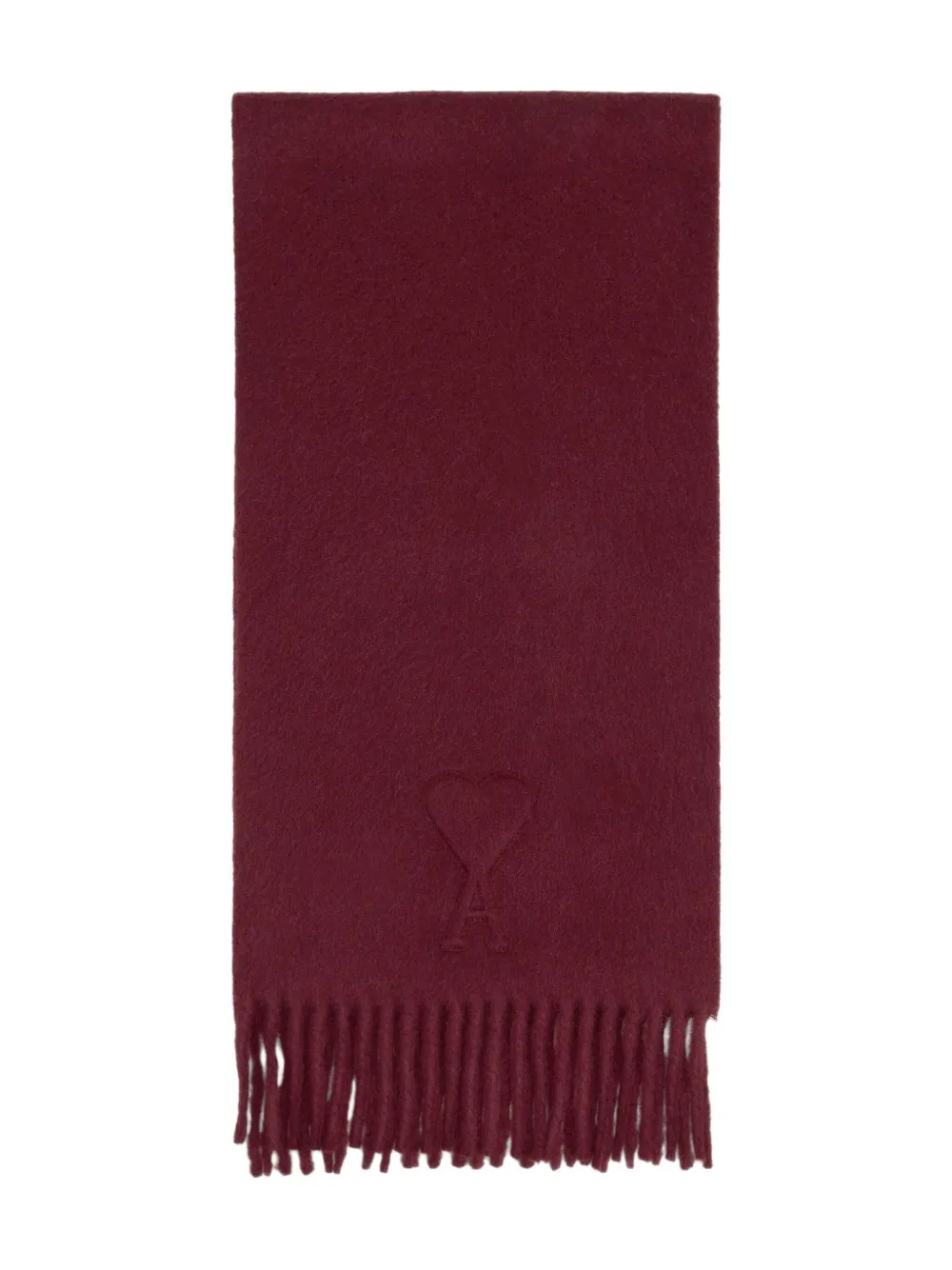 Ami Alexandre Mattiussi Ami De Coeur Wool Scarf In Burgundy