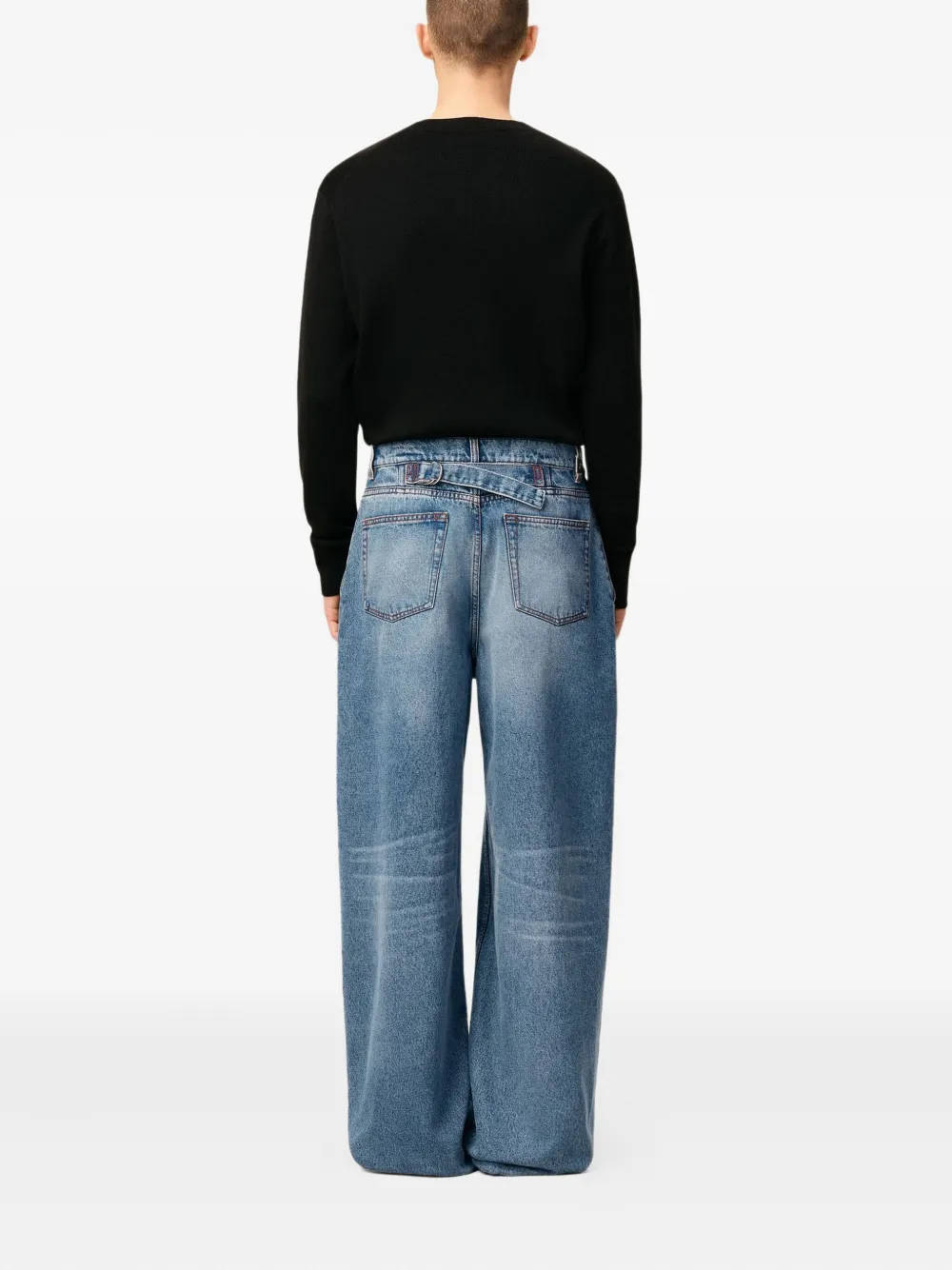 Ami Alexandre Mattiussi Wide Fit Jeans In Used Indigo Denim. In Blue