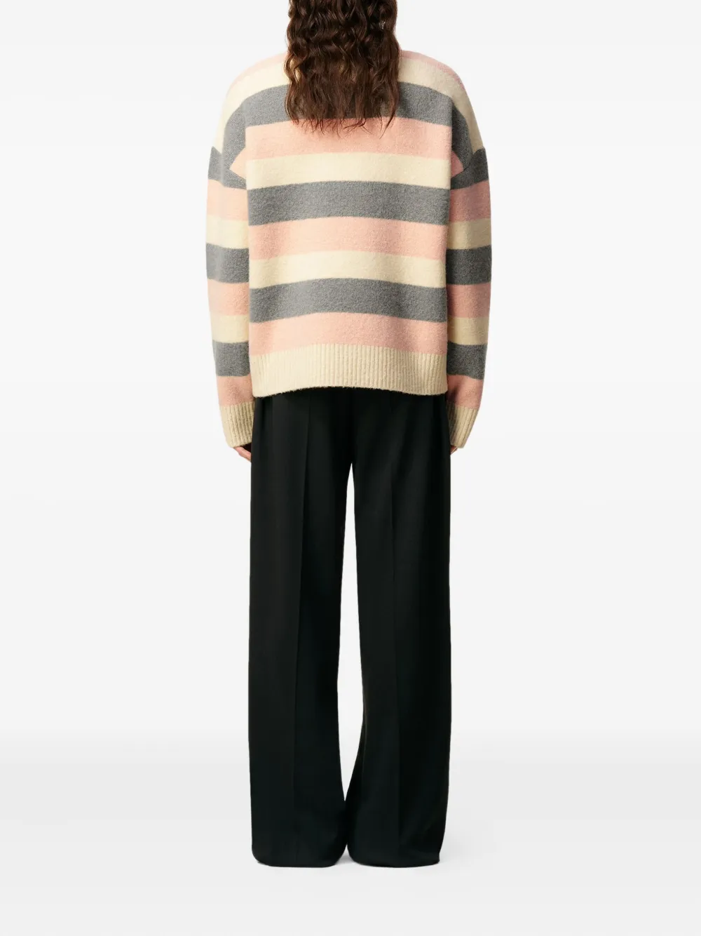  Ami Paris Striped Crew-neck Sweater - Neutrals 