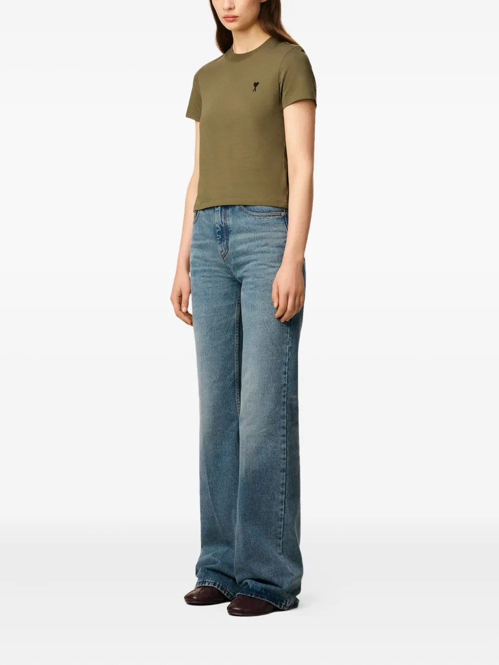 AMI Paris T-shirt met geborduurd hart Groen