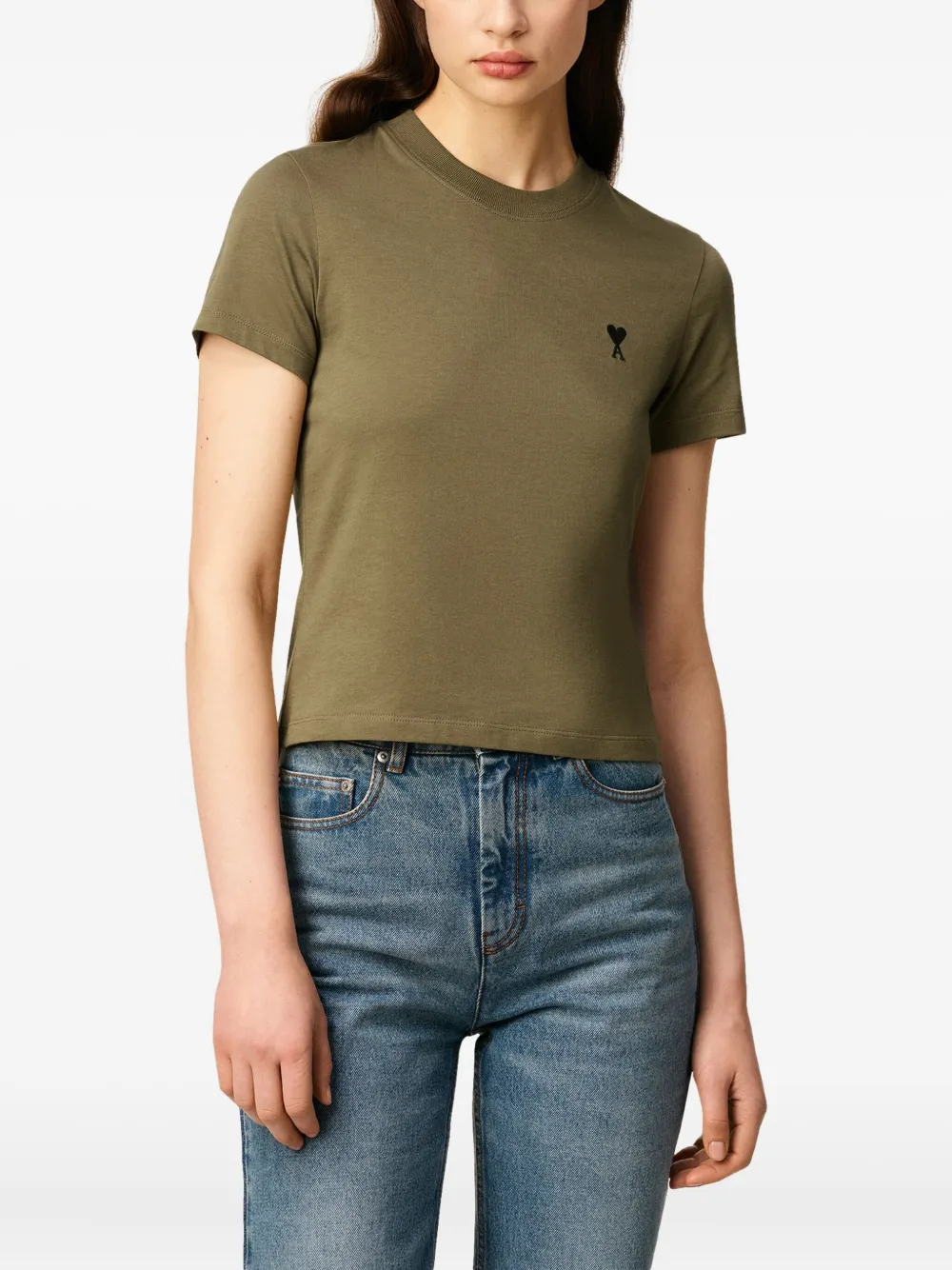 AMI Paris T-shirt met geborduurd hart Groen