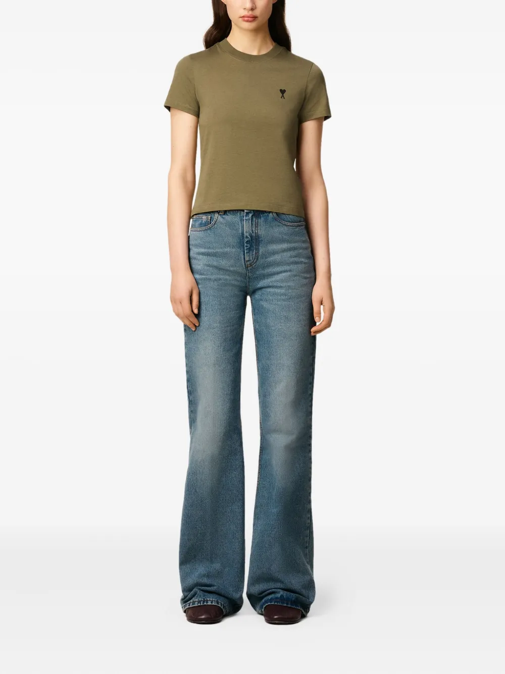 AMI Paris T-shirt met geborduurd hart Groen