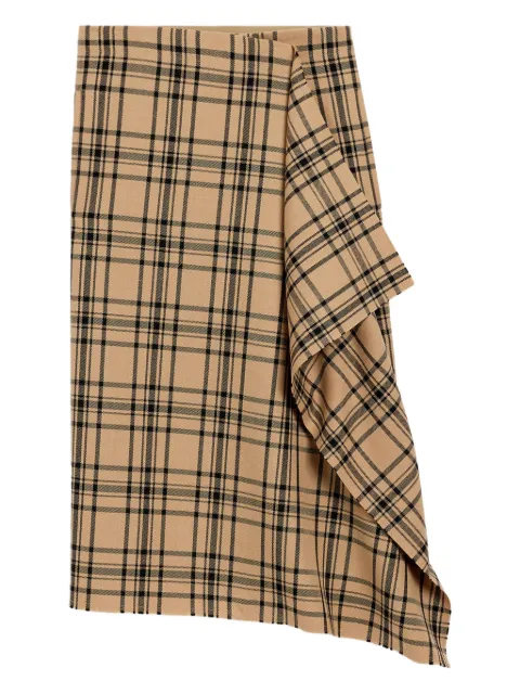 AMI Paris wool checked wrap midi skirt