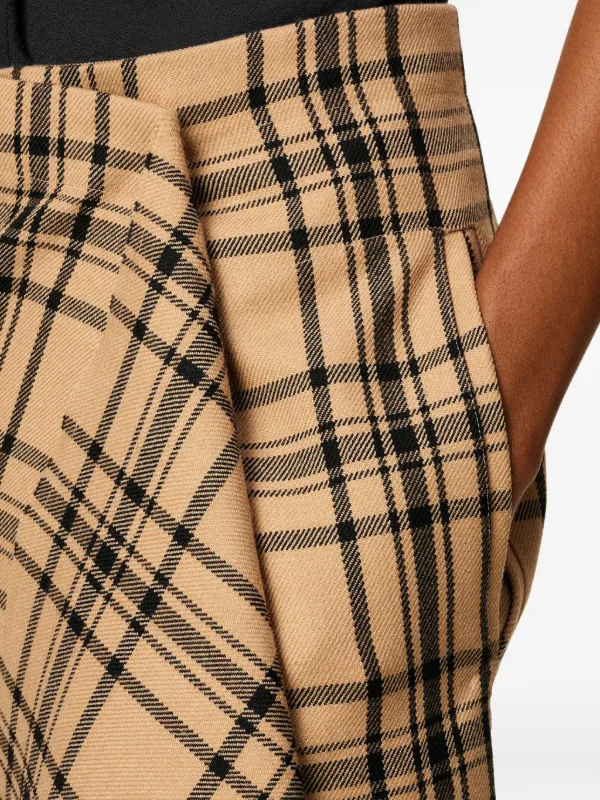 AMI Paris Wool Checked Wrap Midi Skirt Brown FARFETCH IE