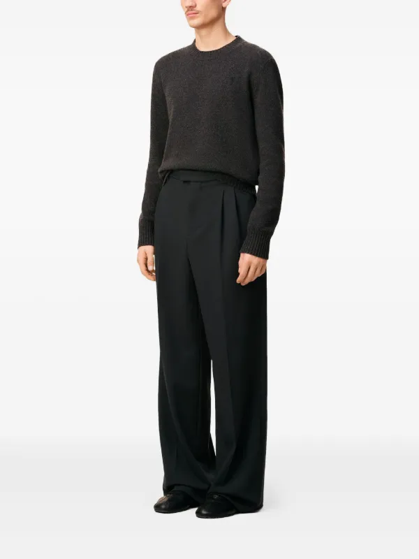 パンツ Ami Paris wide leg trousers AMI Paris Wool low-waist wide-leg Trousers | Black | FARFETCH