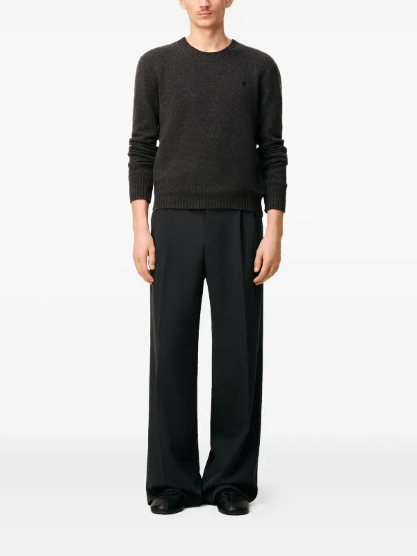 AMI Paris Wool low-waist wide-leg Trousers | Black | FARFETCH