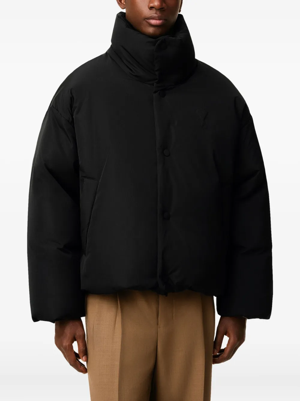 Ami Alexandre Mattiussi Heart-embossed Padded Jacket In Black