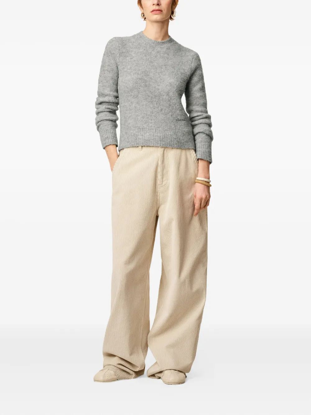AMI Paris Broek met wijde pijpen - Beige